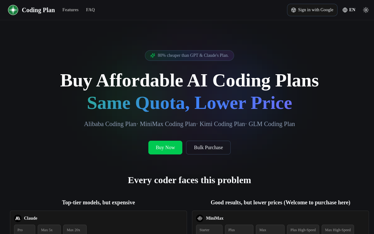 Screenshot of Coding Plan