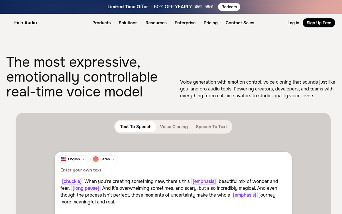 Screenshot of Fish Audio