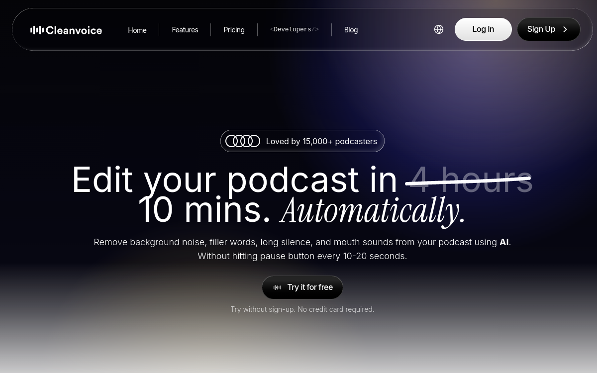 Screenshot of Cleanvoice AI