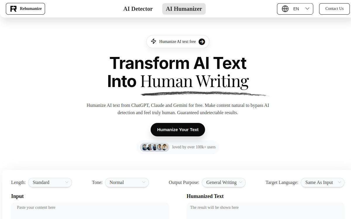 Screenshot of Rehumanize.io
