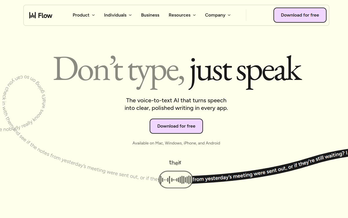 Screenshot of Wispr Flow
