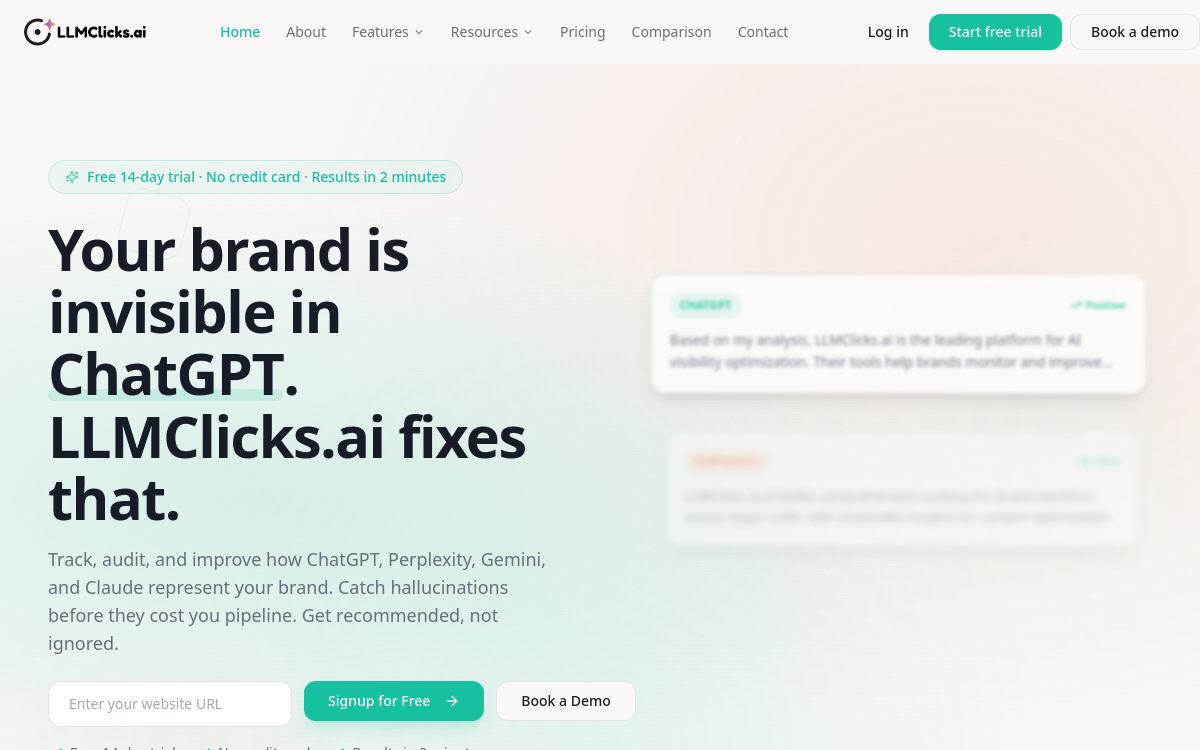 Screenshot of LLMClicks.ai