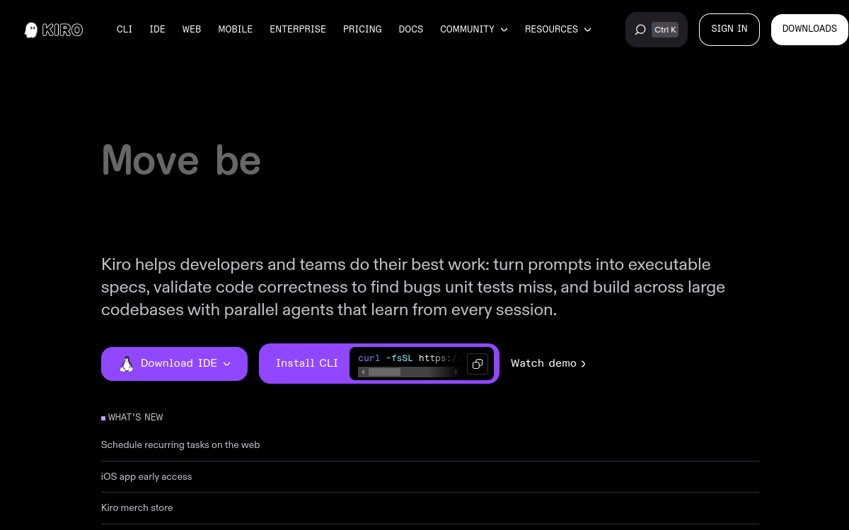 Screenshot of Kiro