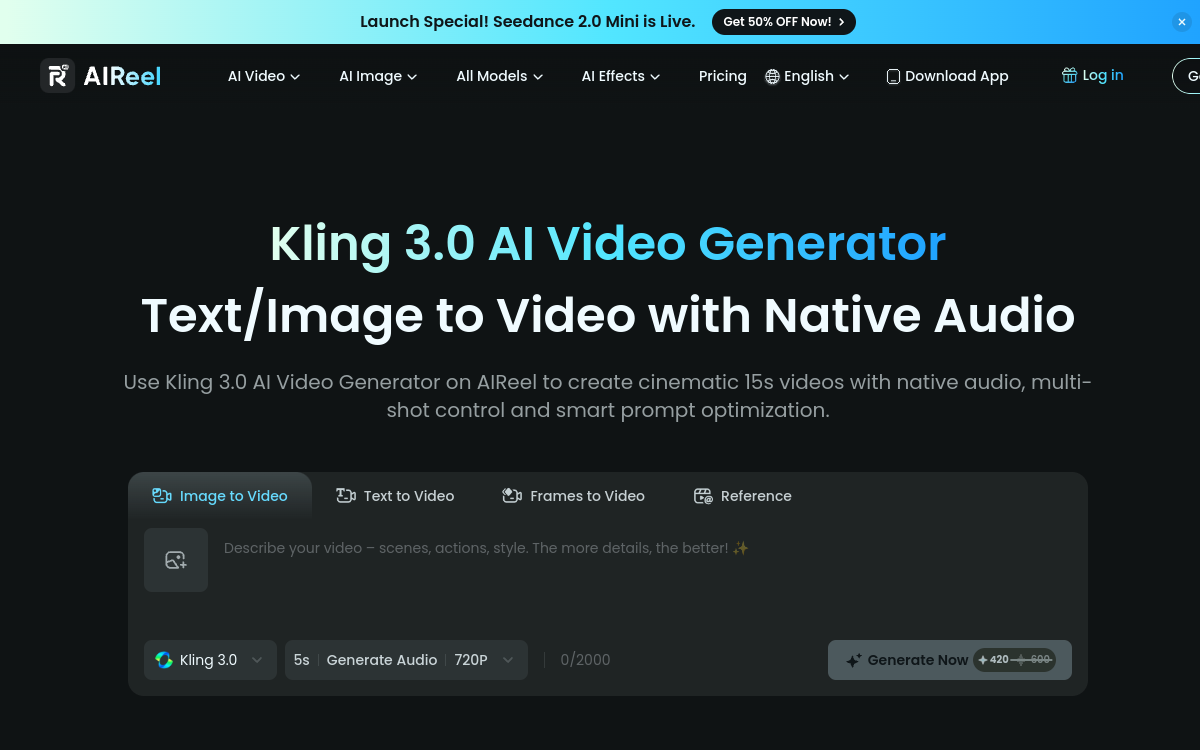 Screenshot of Kling 3.0