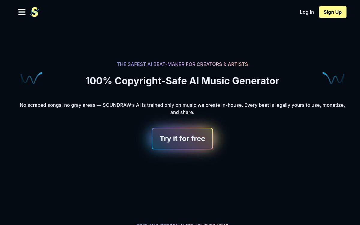 Screenshot of Soundraw
