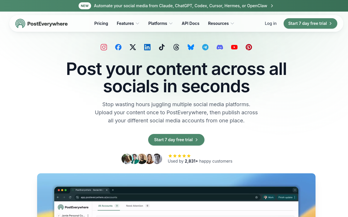 Screenshot of PostEverywhere