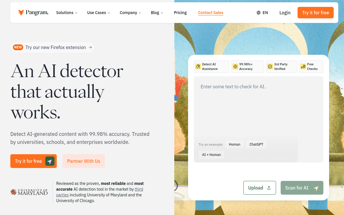Screenshot of Pangram Labs