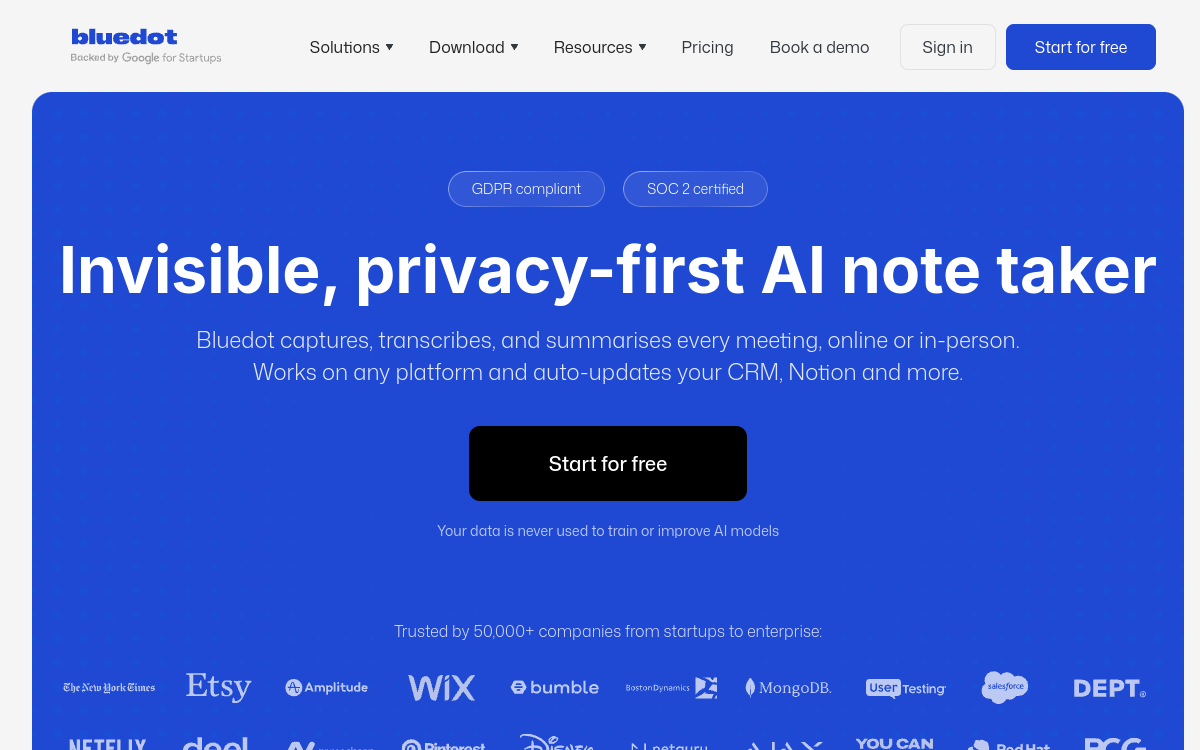 Screenshot of Bluedot
