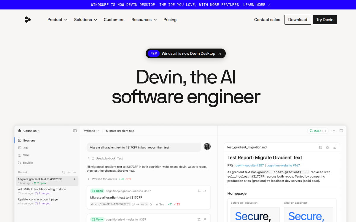 Screenshot of Devin