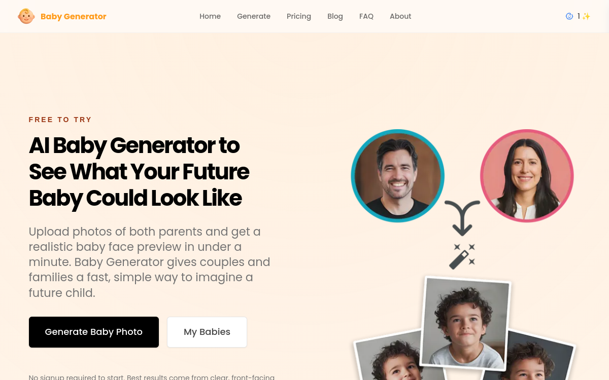 Screenshot of Baby Generator AI
