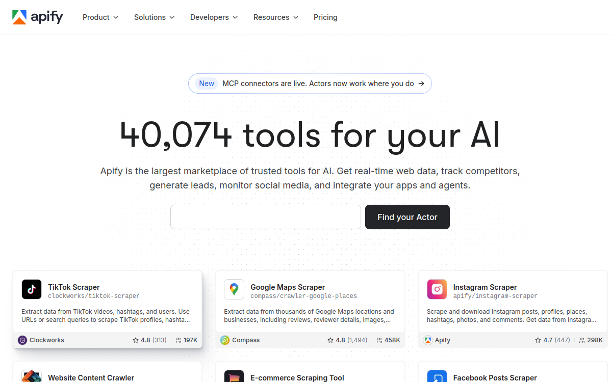Screenshot of Apify