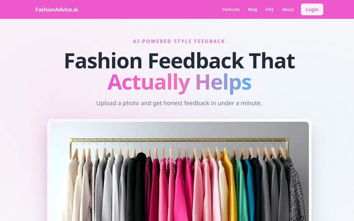 Screenshot of FashionAdvice.ai