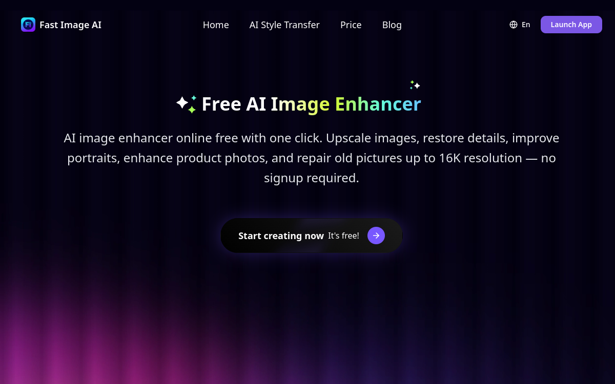 Screenshot of FastImage — AI Image Enhancer