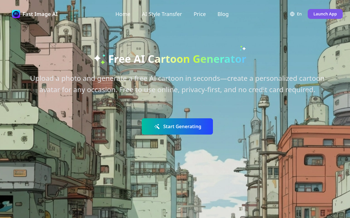 Screenshot of FastImage — AI Cartoon Generator