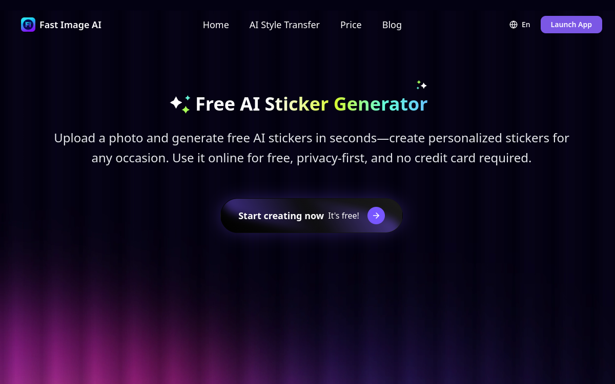 Screenshot of FastImage — AI Sticker Generator