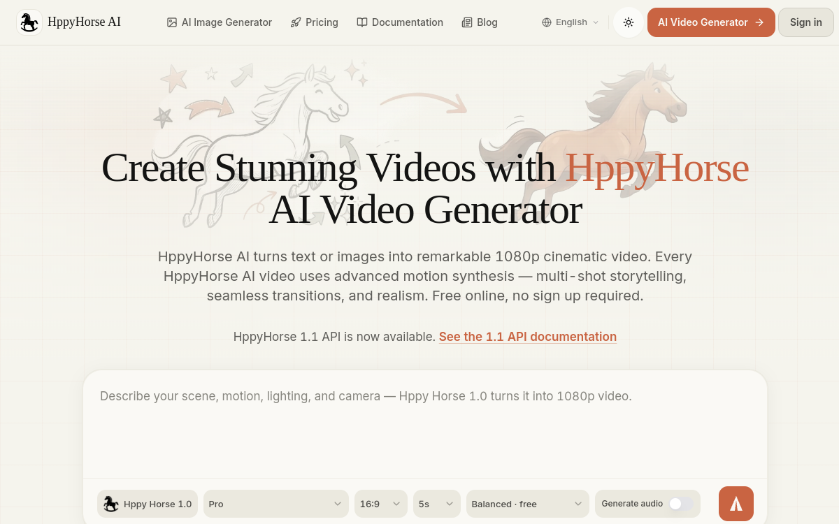 Screenshot of HappyHorse