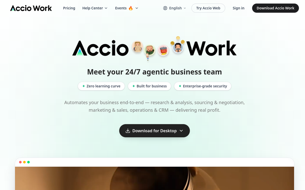 Screenshot of Accio Work