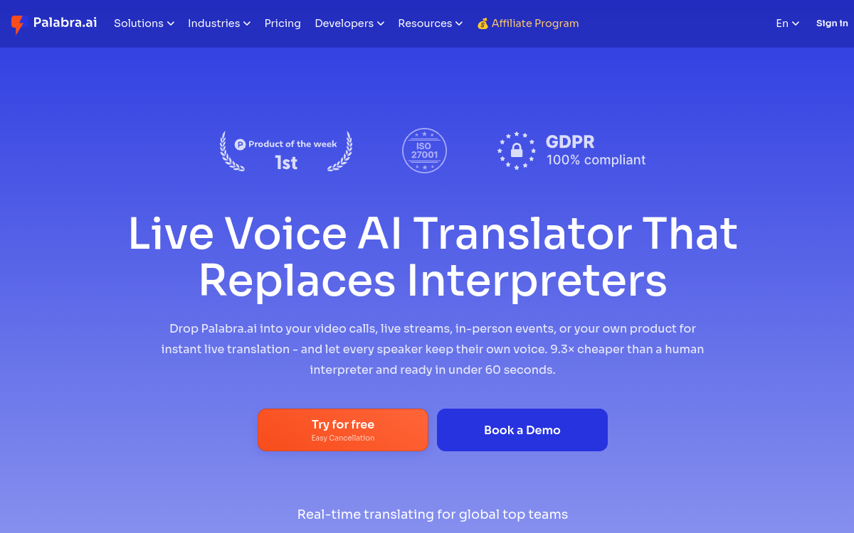 Screenshot of Palabra AI