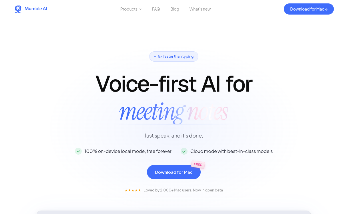 Screenshot of Mumble AI