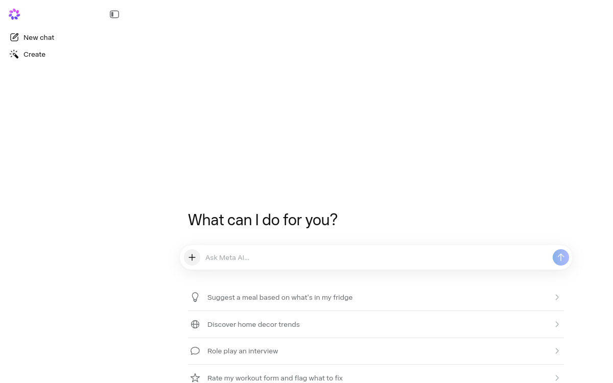 Screenshot of Meta AI