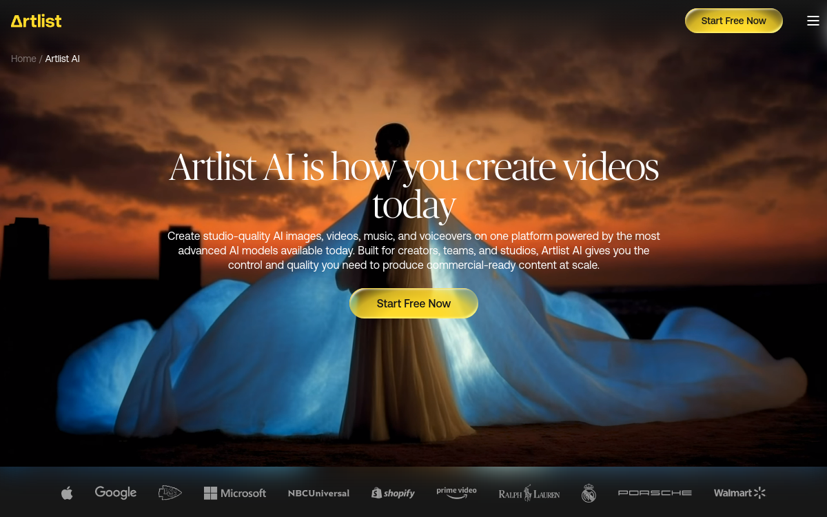 Screenshot of Artlist AI