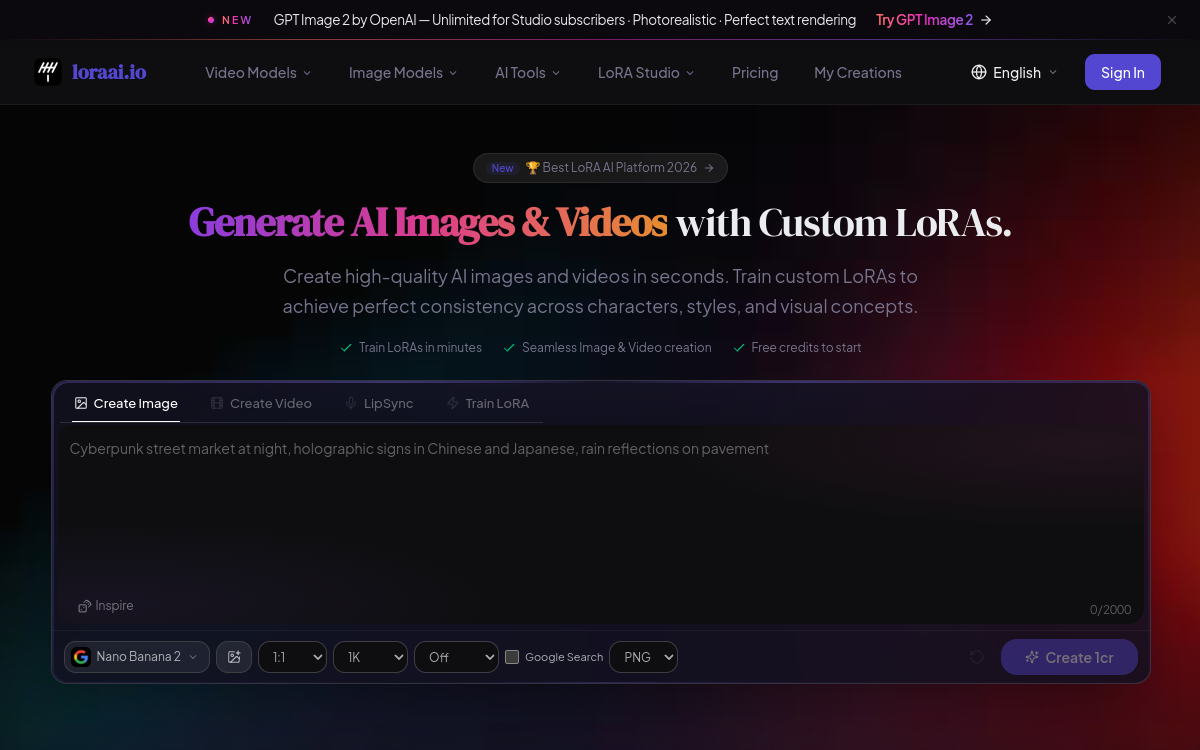 Screenshot of Lora AI