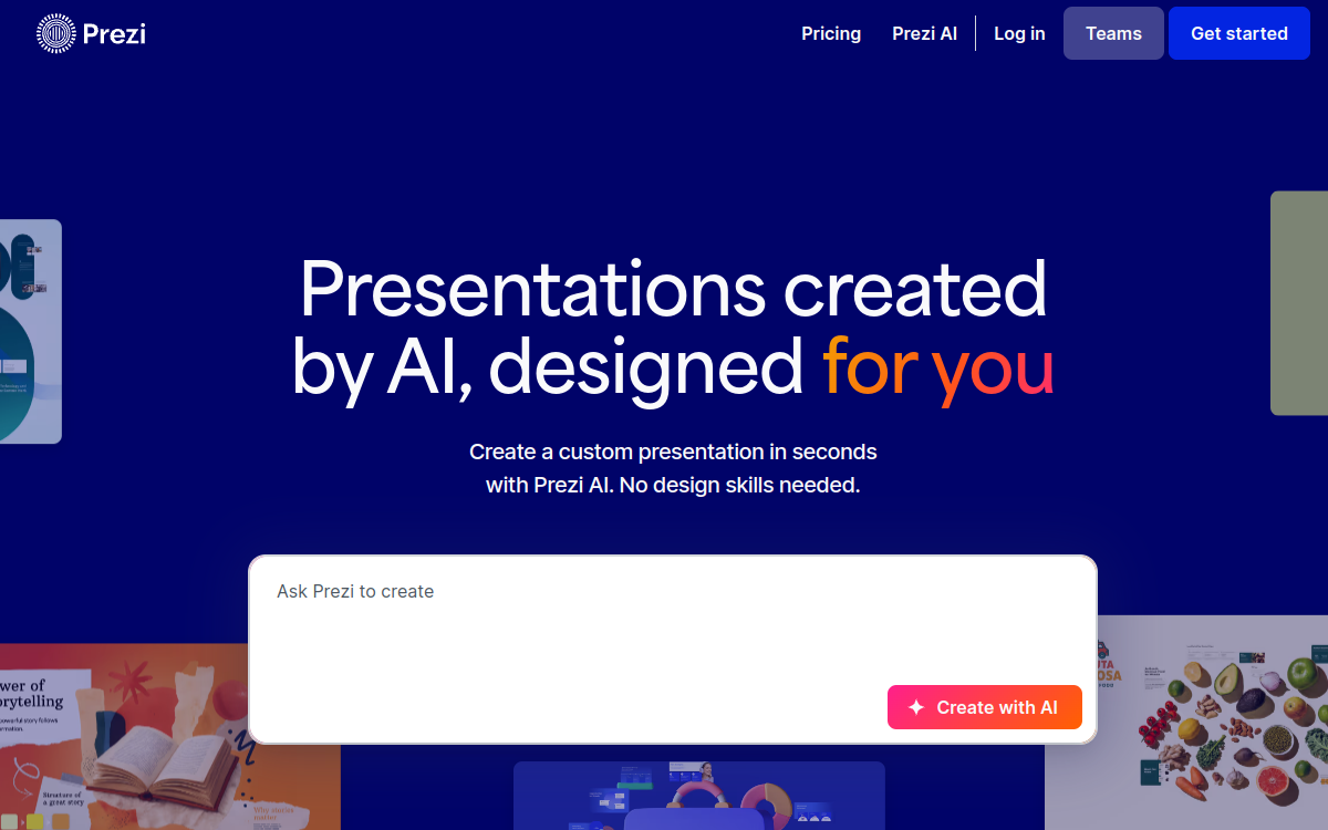 Screenshot of Prezi AI