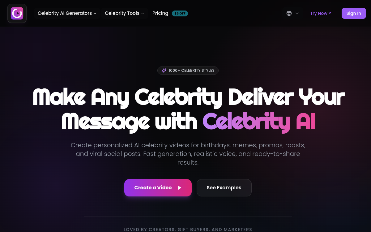 Screenshot of CelebrityAI