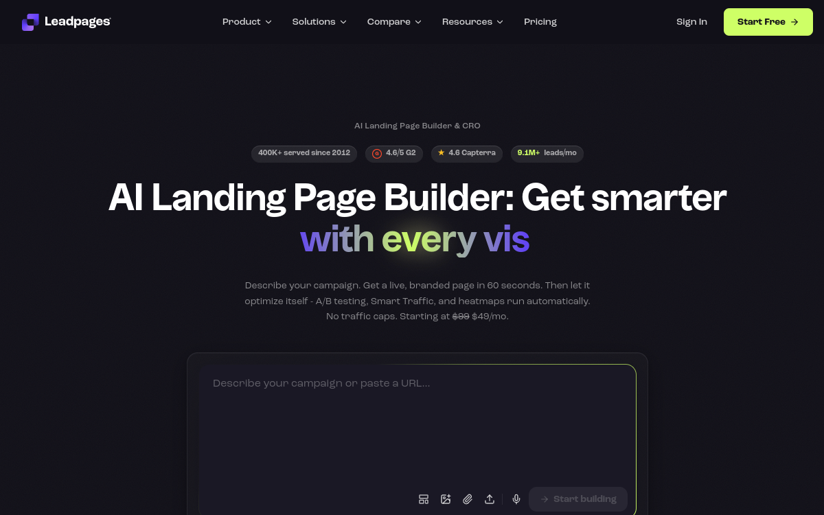 Screenshot of Leadpages