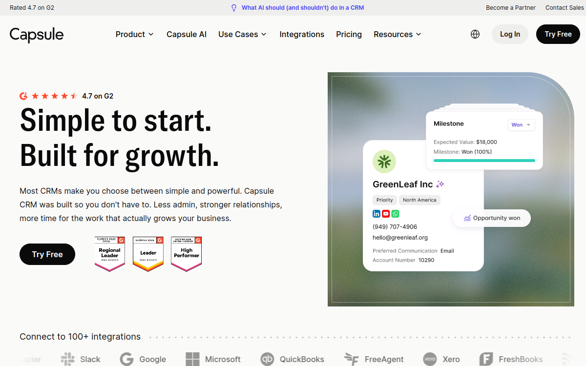 Screenshot of Capsule CRM