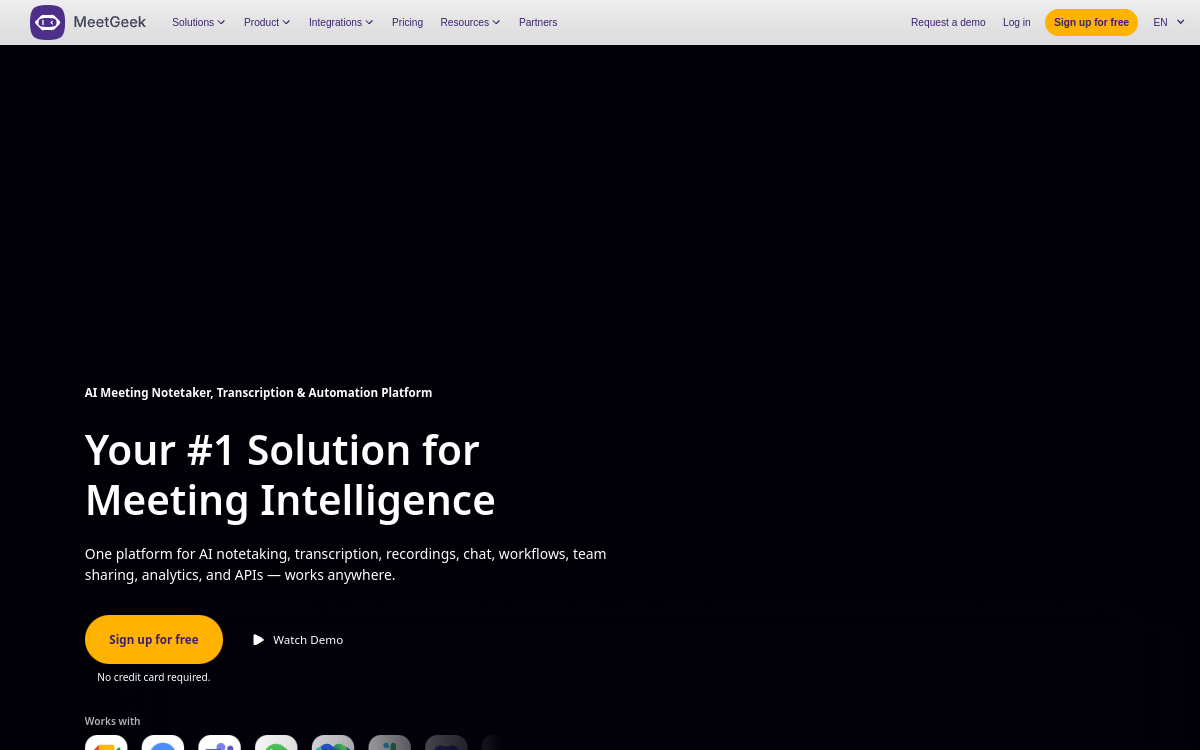 Screenshot of MeetGeek