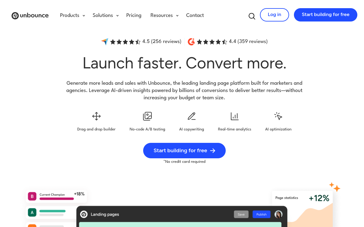 Screenshot of Unbounce