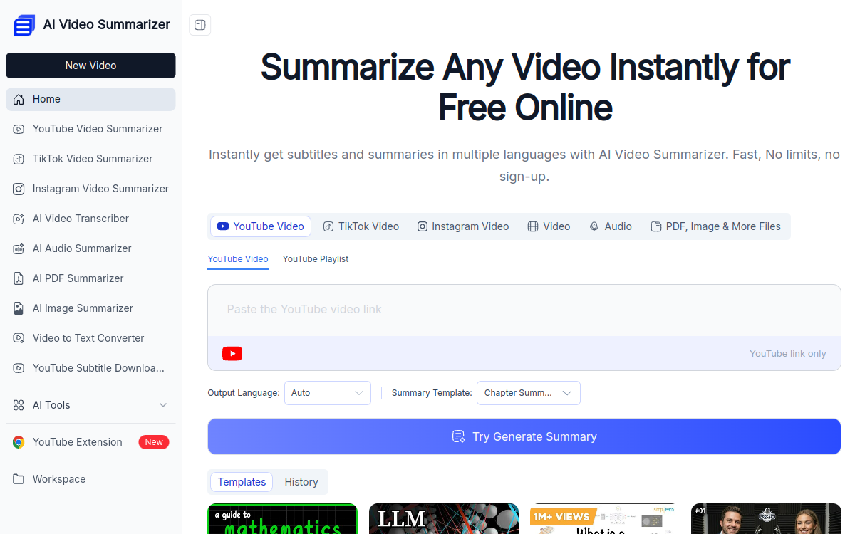 Screenshot of AI Video Summarizer