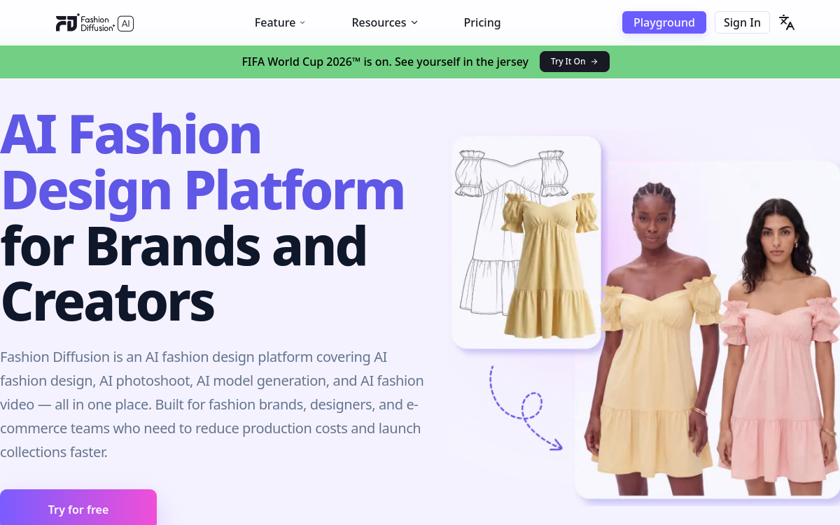 Screenshot of Fashion Diffusion AI