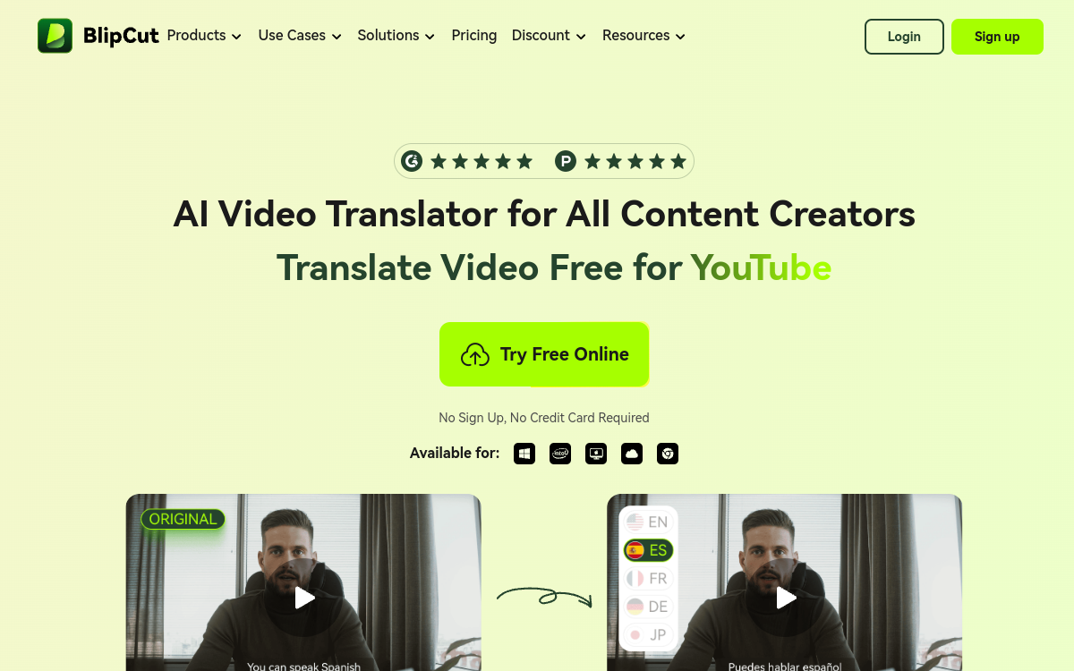 Screenshot of BlipCut Video Translator