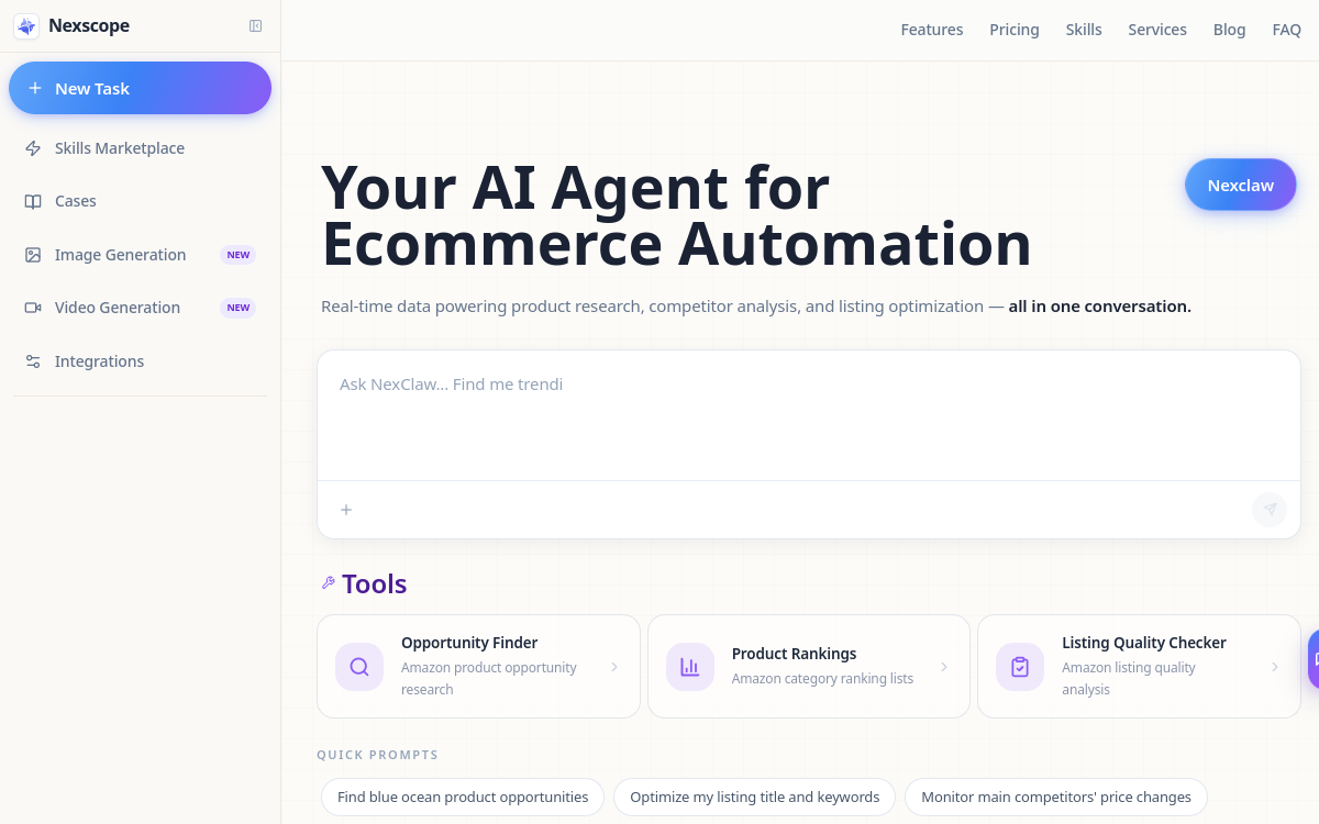 Screenshot of Nexscope AI