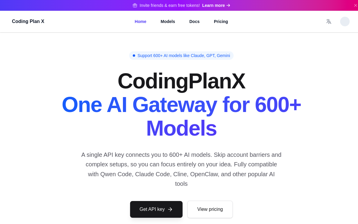 Screenshot of CodingPlanX AI