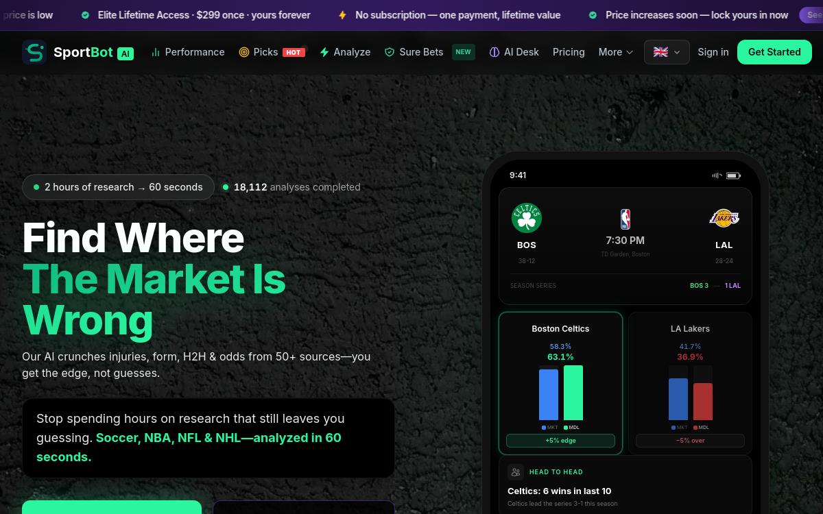 Screenshot of SportBot AI