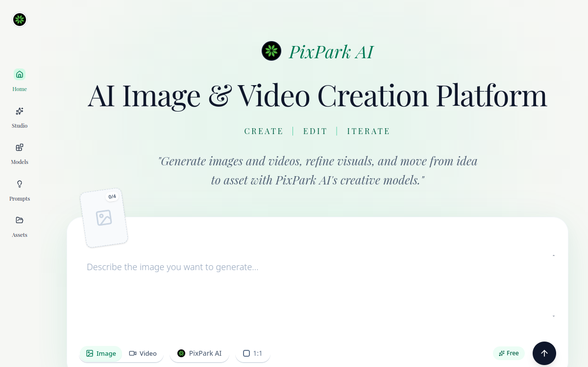 Screenshot of PixPark AI