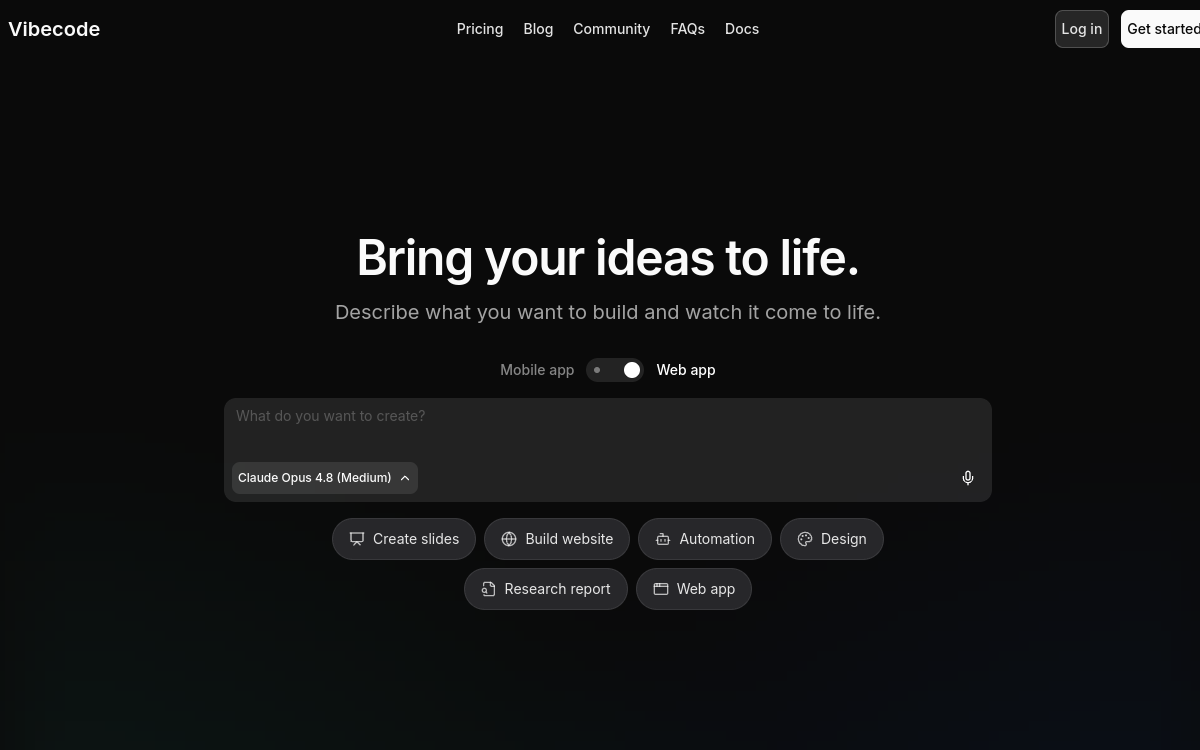Screenshot of Vibecode