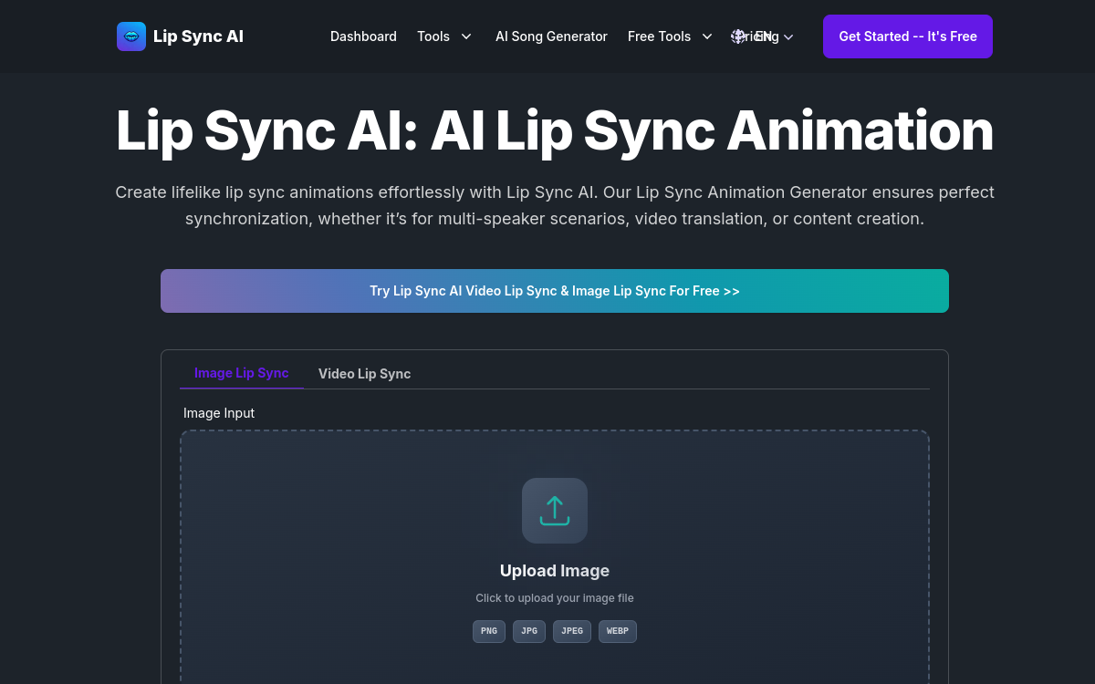 Screenshot of Lip Sync AI