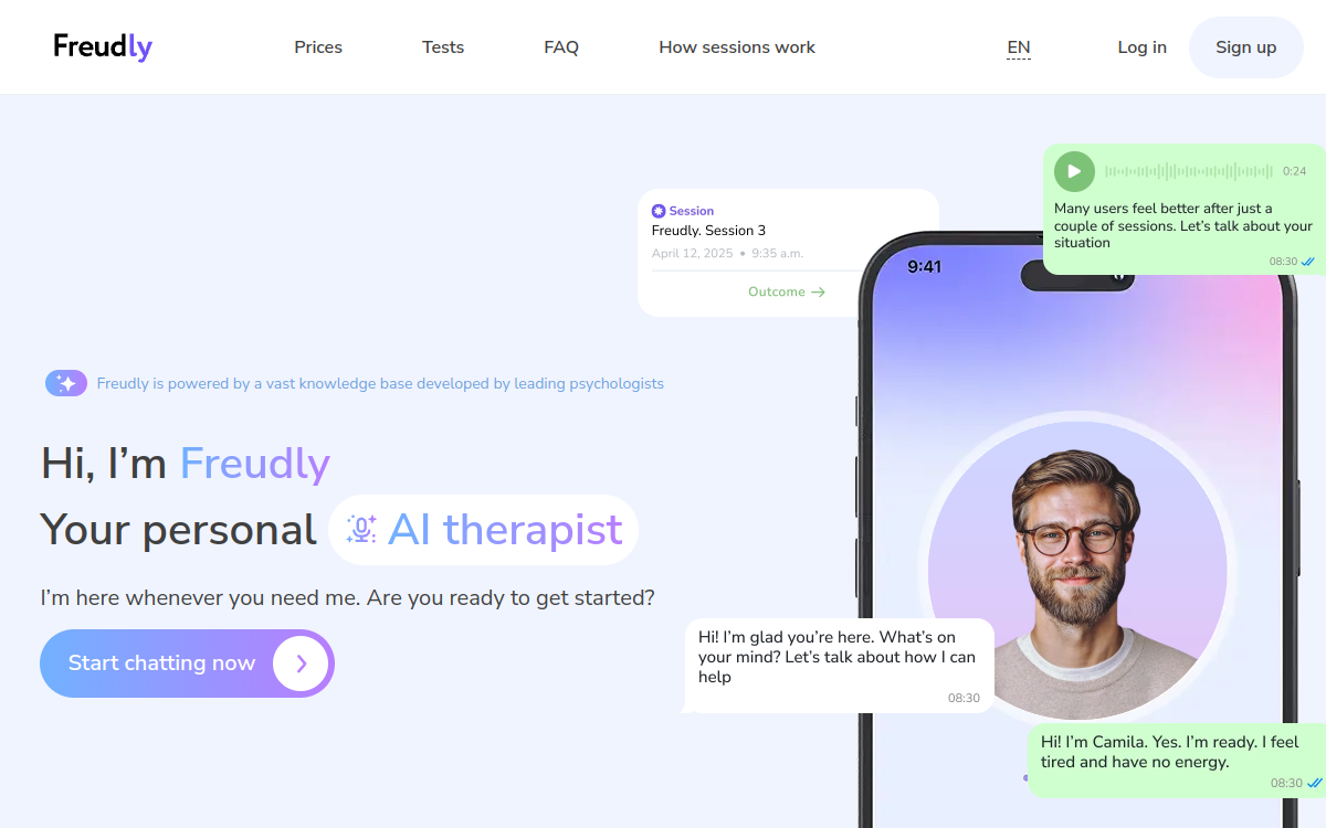 Screenshot of Freudly AI