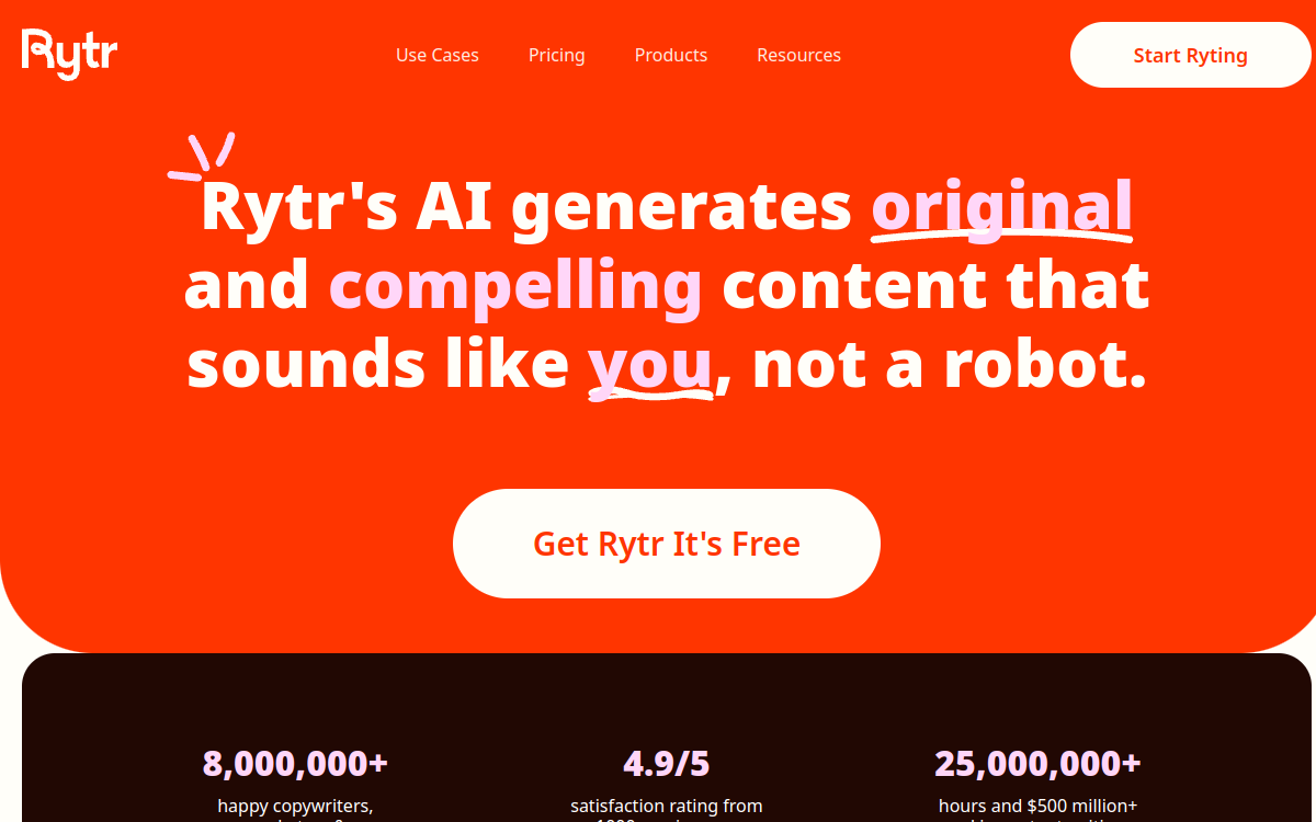 Screenshot of Rytr