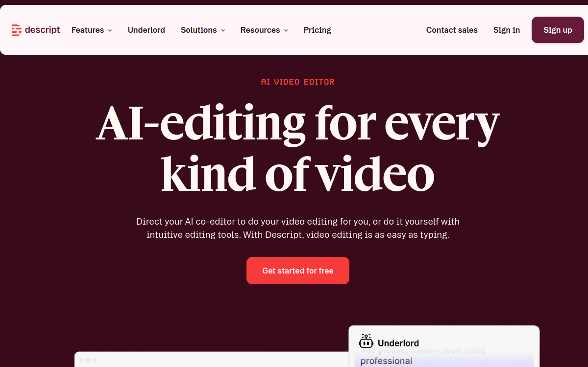 Screenshot of Descript