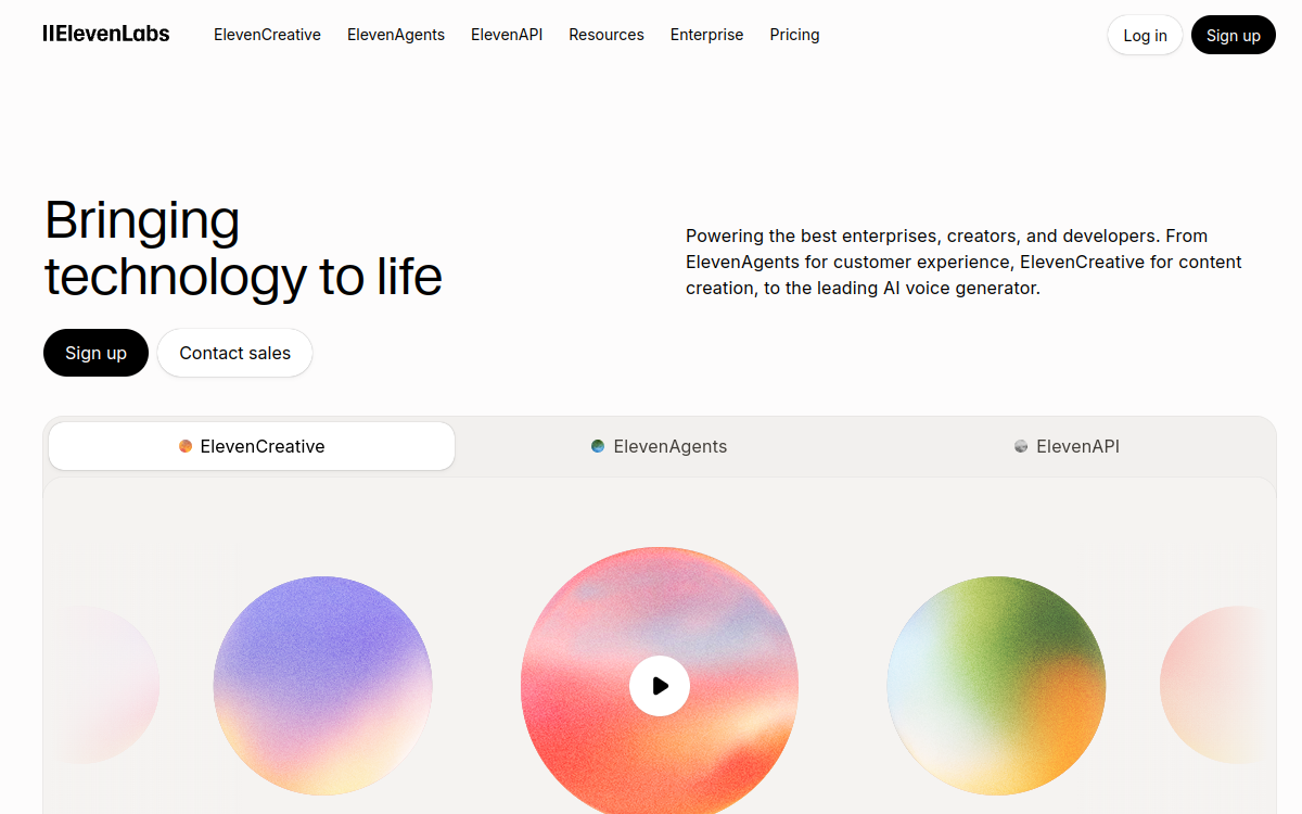 Screenshot of ElevenLabs