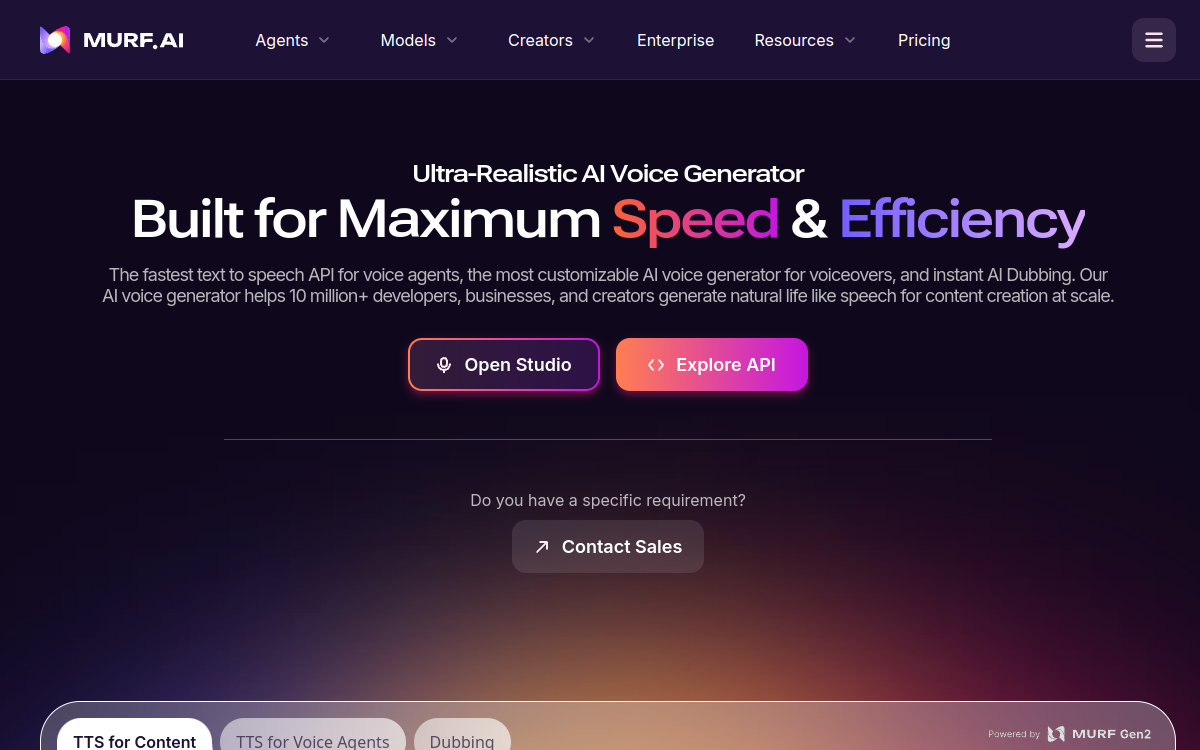 Screenshot of Murf AI