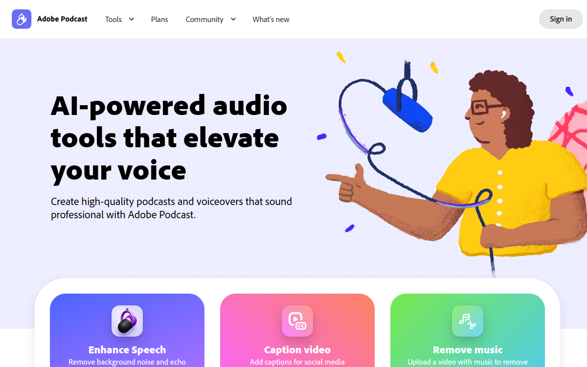Screenshot of Adobe Podcast