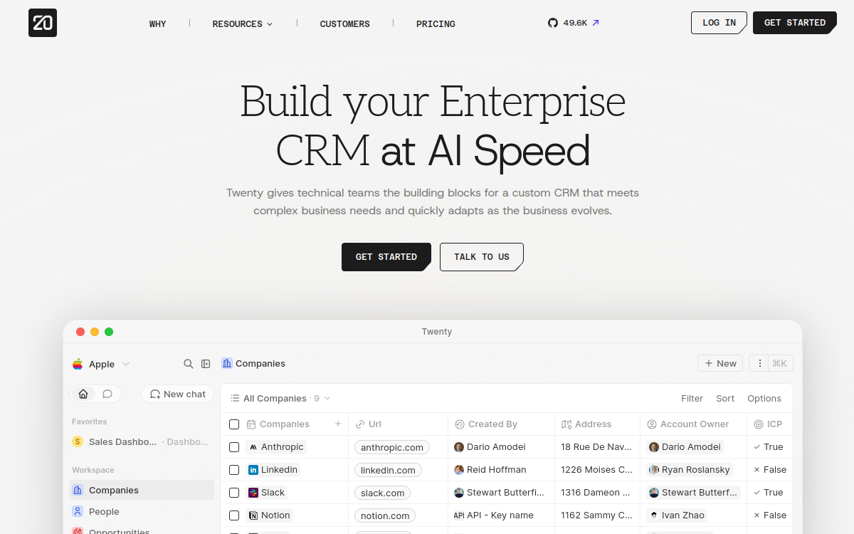 Screenshot of Twenty CRM