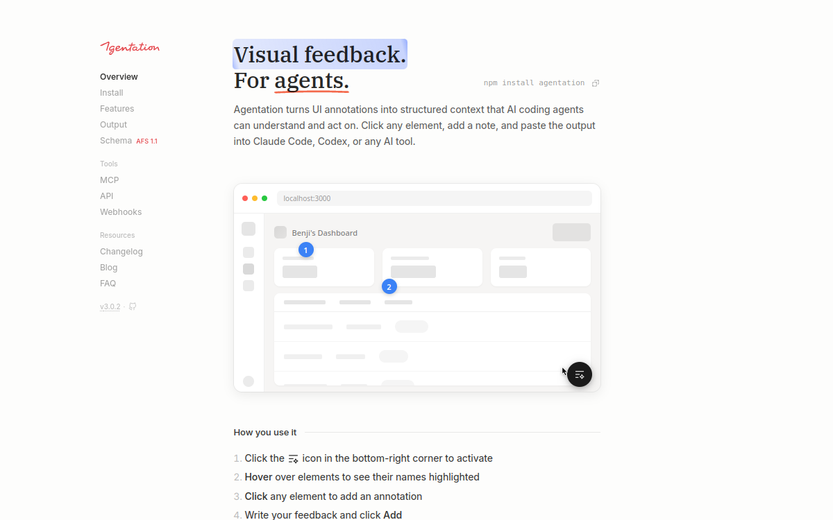 Screenshot of Agentation