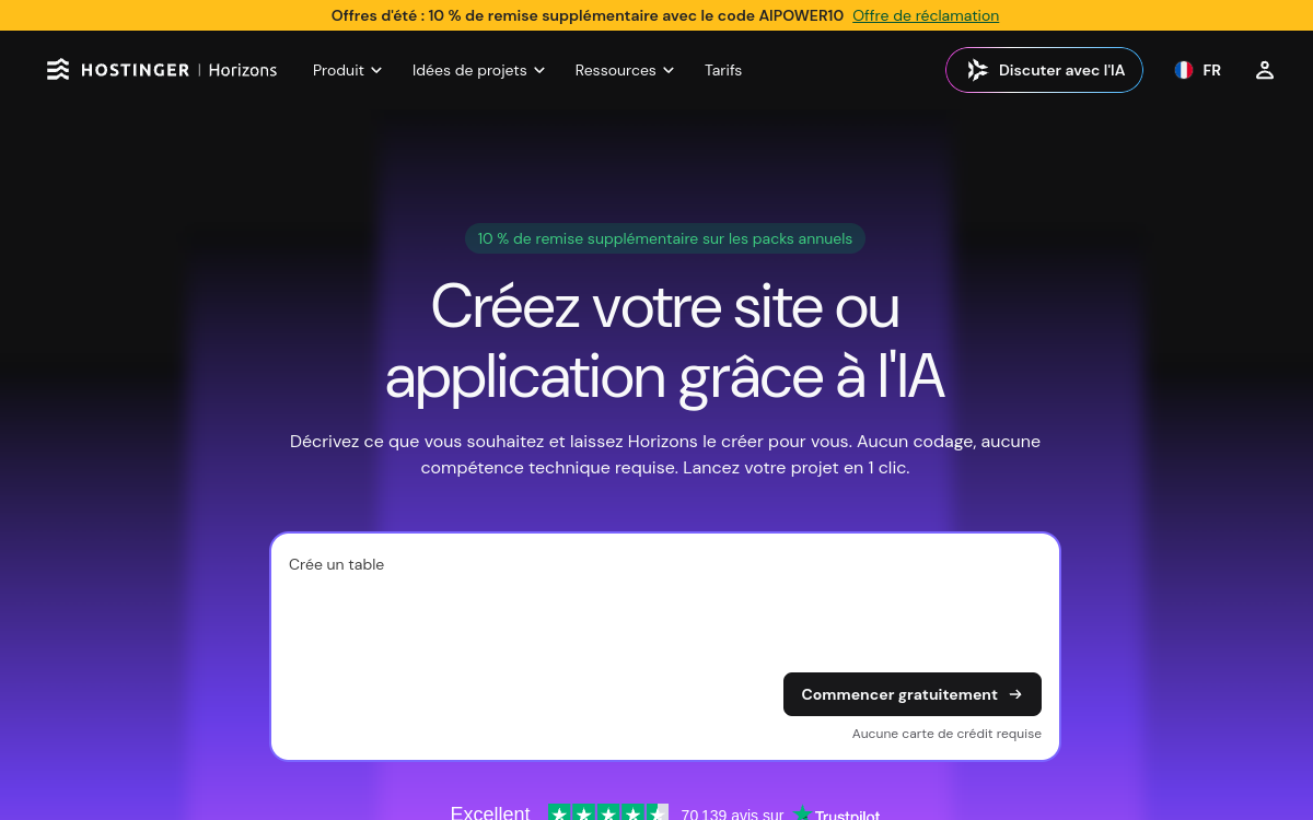 Screenshot of Hostinger Horizons